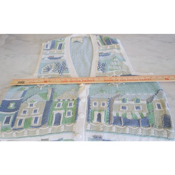 VTG Marisa Christina knit Sea Shore Sweater Vest 2X Cottagecore Whimsy Nautical - Picture 13 of 16